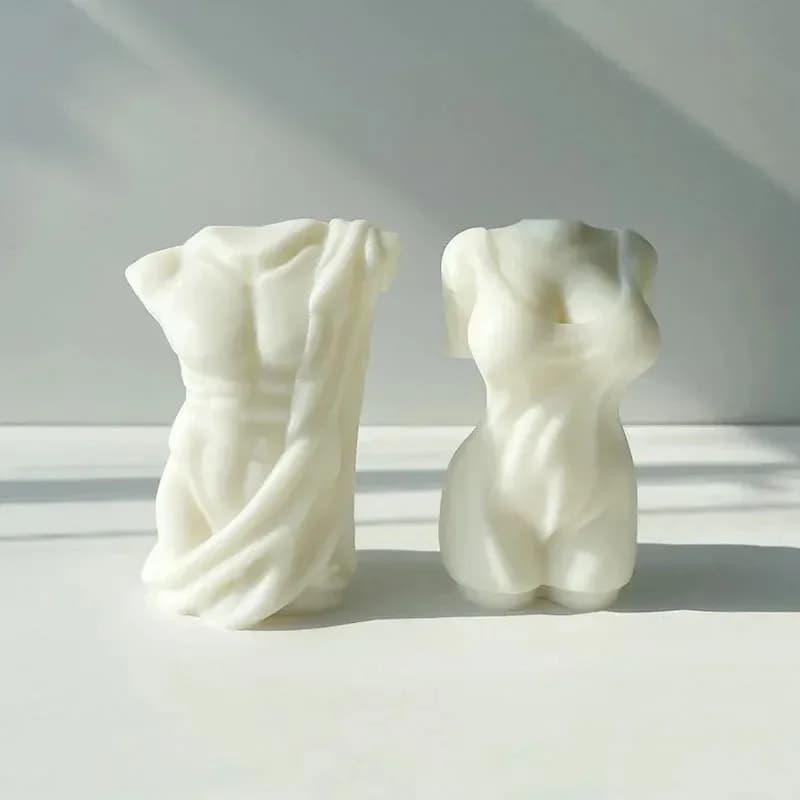 Stampo in silicone per scultura di torso maschile, stampo per candele a forma di corpo umano, stampo per scultura in gesso di statua di uomo con muscoli addominali, fai da te