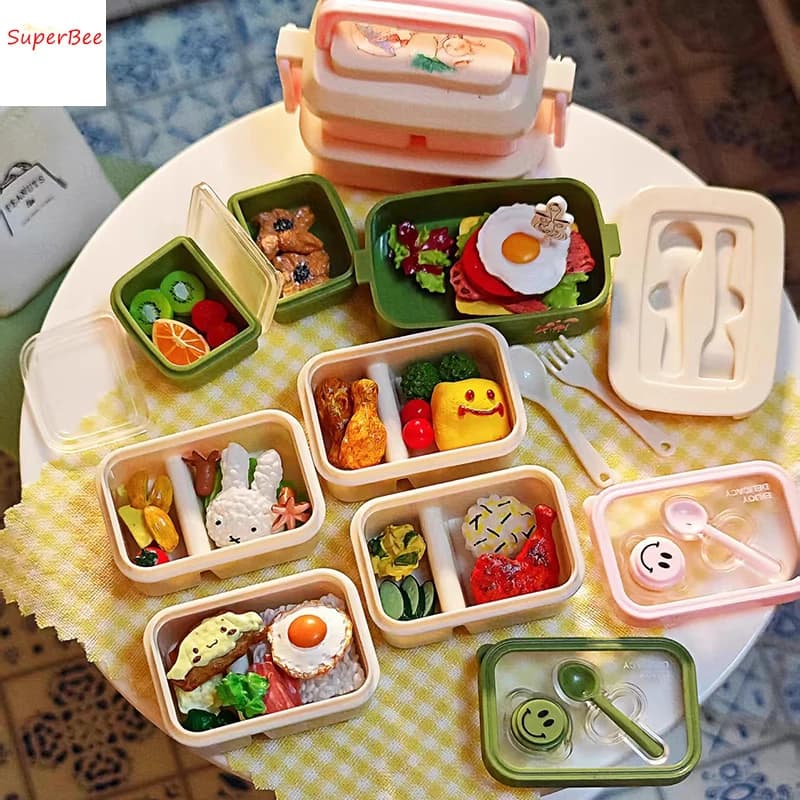 Mini scatola portaoggetti per casa delle bambole/scatola per il pranzo carina/scatola per banconote/scatola per puntali modello miniature mobili da cucina articoli accessori decorativi