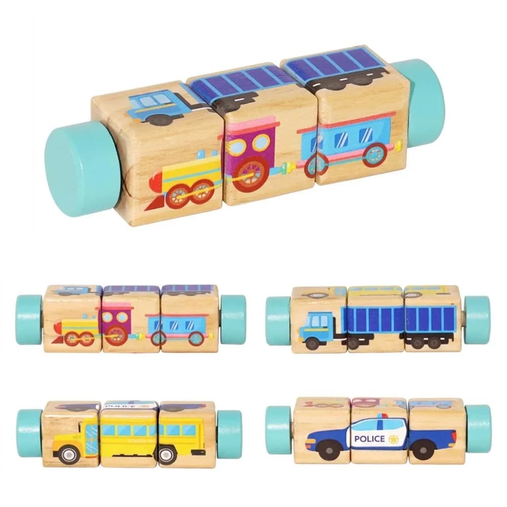 New Wooden Rotating Puzzle Toy Rotating Safe Montessori Learning Toy Hand Educational Block Toy Toddlers