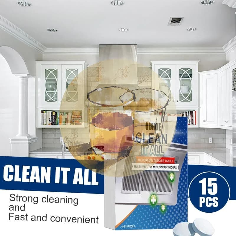 §Household Effervescent Tablet Kitchen Heavy Grease Cleaner Grease Stain Remover Fast Cleaner Hoods Stoves Stain Remover