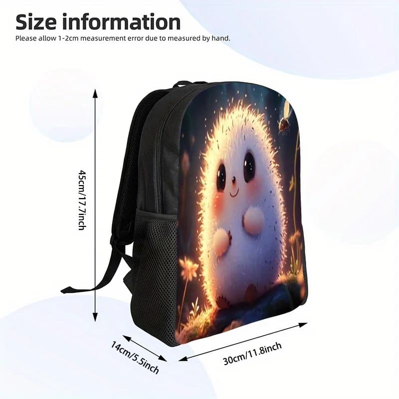 Women's Backpack - School and travel bag with floral print of cute curls, bag with large capacity zip closure, adjustable shoulder strap