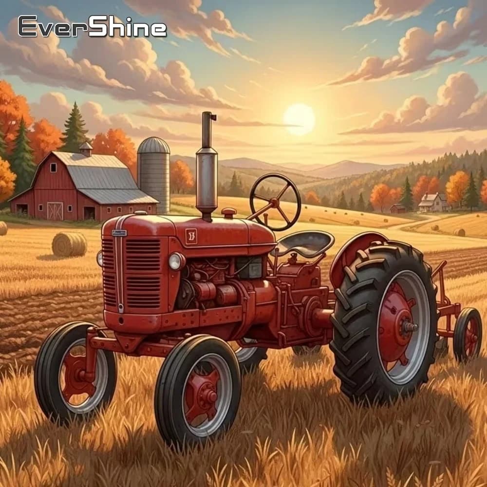 EverShine Diamond Painting Tractor Embroidery Landscape DIY Full Square Round Diamond Mosaic Sunset Cross Stitch Handmade Gift