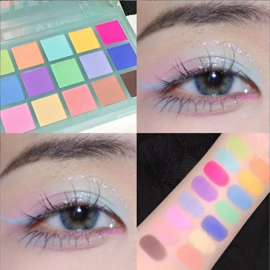 15 colori Incredibile tavolozza di ombretti pastello Pigmenti al neon Tavolozza di ombretti opachi impermeabili a lunga durata T2341