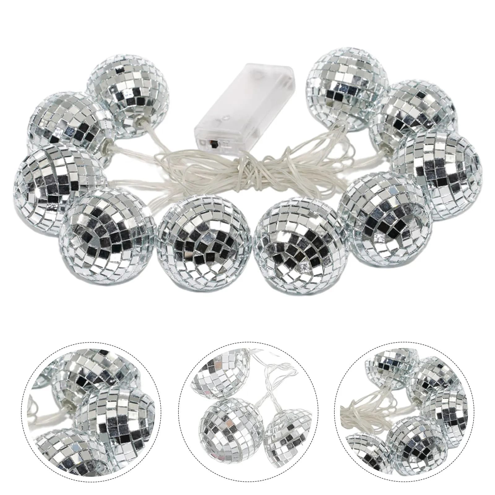 Set di Luci a Sfera Specchiata in Vetro, Luci Decorative a LED per Feste, Campeggio, Tende, Patio, Finestre, Pareti, Albero di Natale, Festival