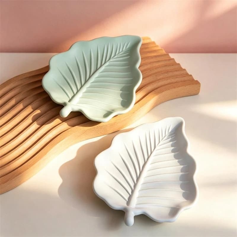 Leaf Shape Cement Storage Tray Silicone Mold Handmade Gypsum Decoration Plaster Display Dish Tray Epoxy Resin Mould
