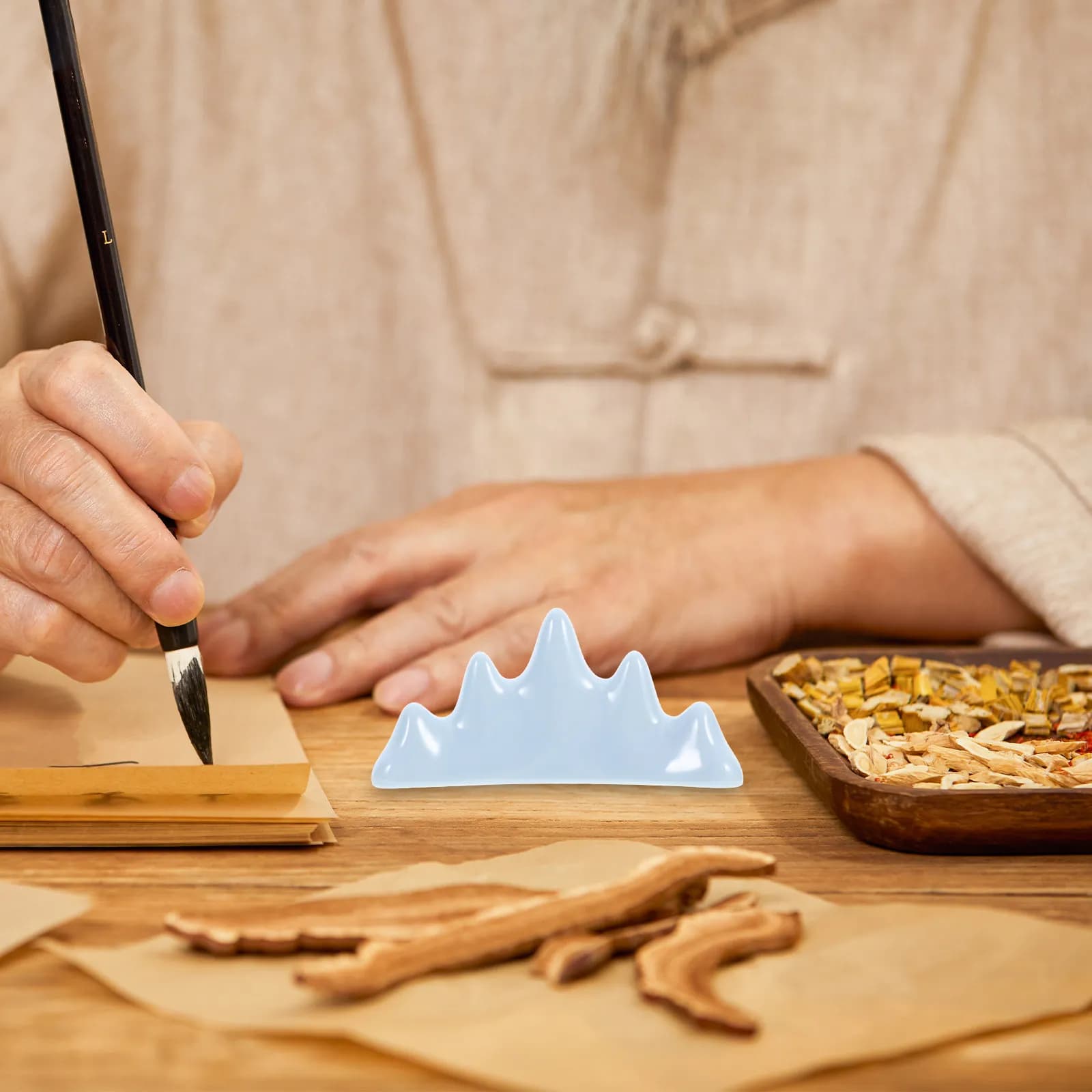Portapenne in Ceramica Elegante Multifunzione, Supporto Stabile per Penne da Scrivania, Organizzatore per Pennelli da Calligrafia per Ufficio e Casa