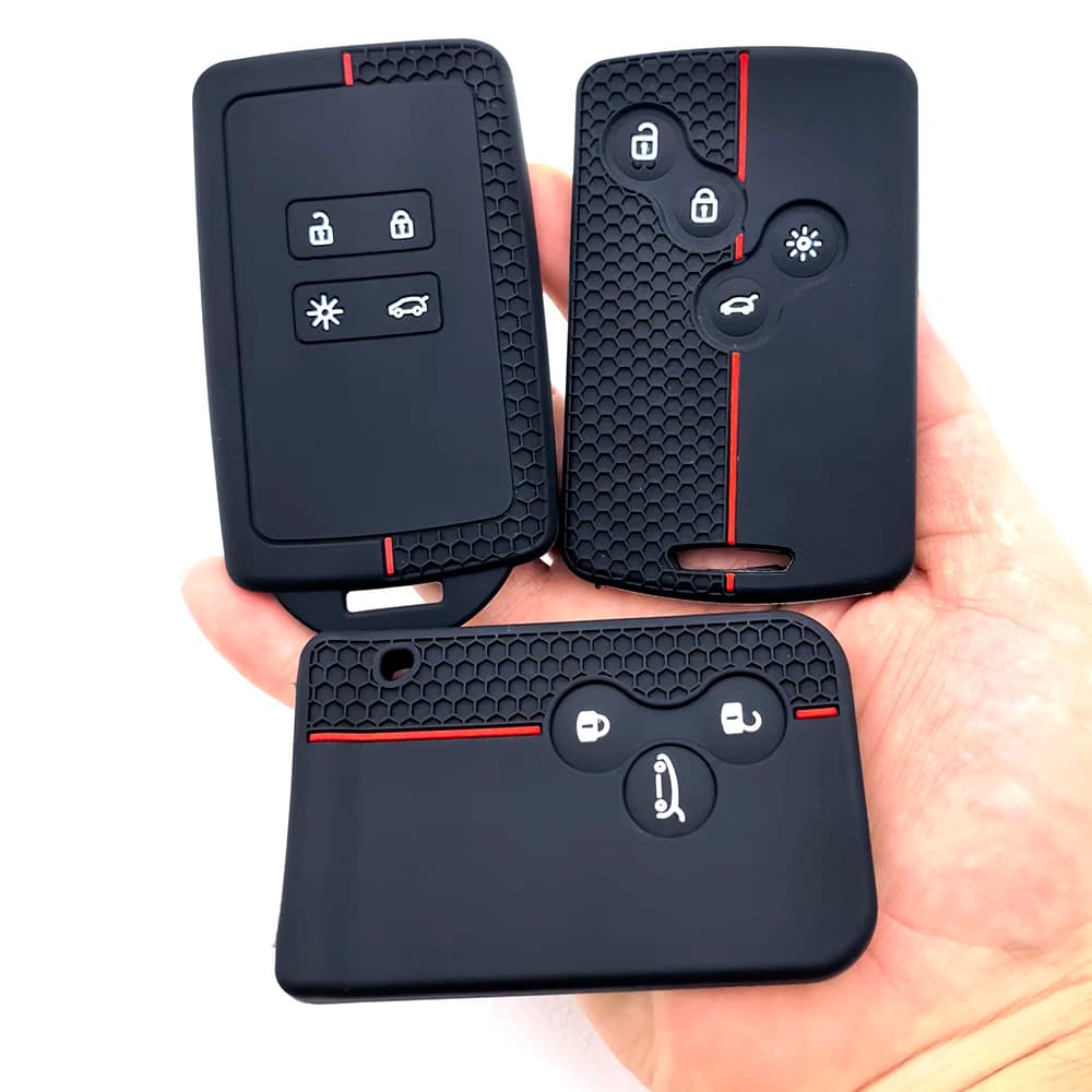 3 4 pulsanti copertura chiave auto in silicone per Renault Kadjar Captur Clio Megane 2 3 4 RS Koleos Logan Scenic Duster custodia per carta accessori