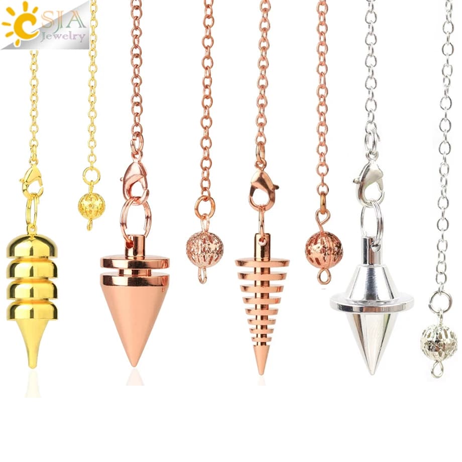 Pendolo in metallo per rabdomanzia Divinazione Penduli Spirale Piccolo cono Colore oro Rame Radestesia Penduli Guarigione Pendule S974
