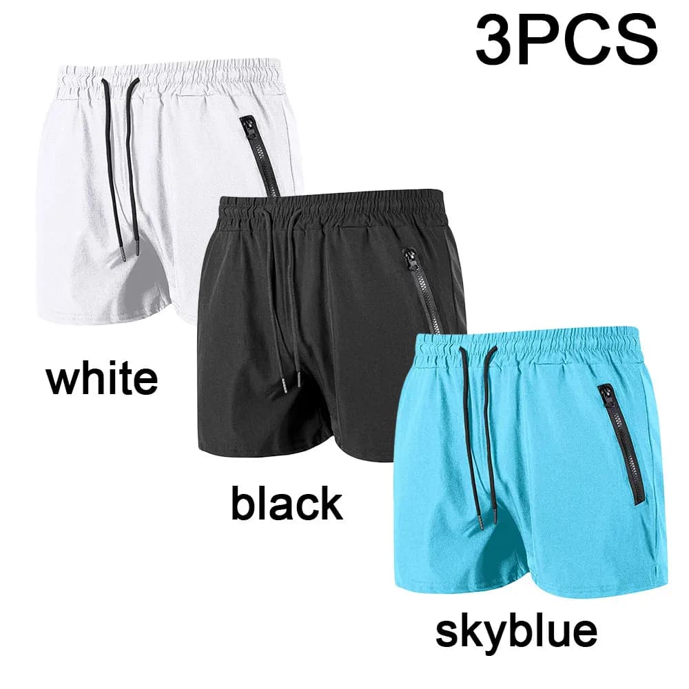 Costume da bagno 3 pezzi con tasche con cerniera Fodera in rete Pantaloncini da spiaggia da uomo estivi Costume da bagno da bagno ad asciugatura rapida Costume da bagno