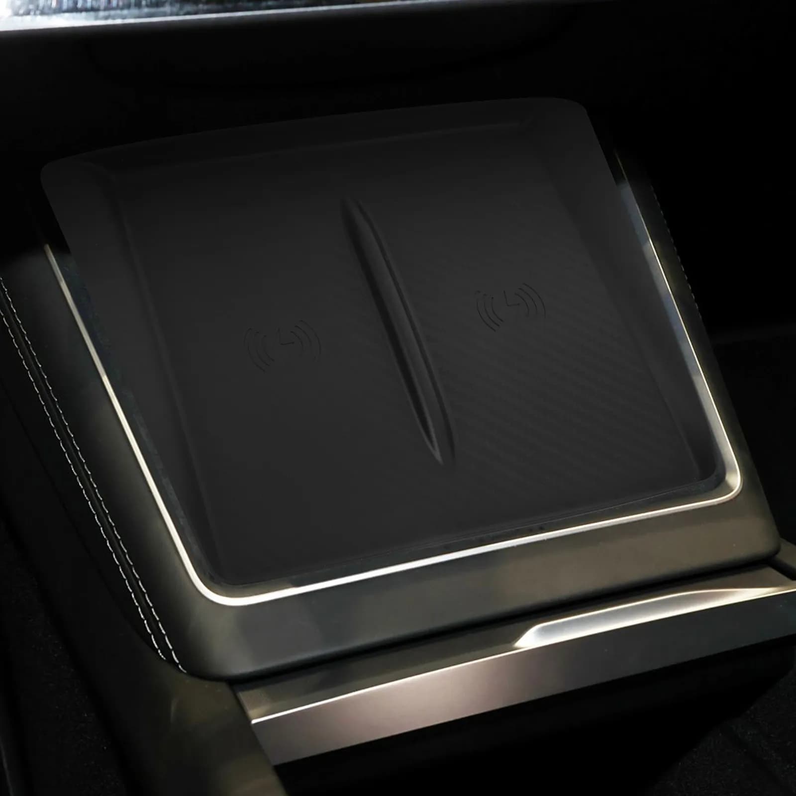Car Wireless Charger Pad Interior Center Console Mat Charging Black Anti-slip Phone