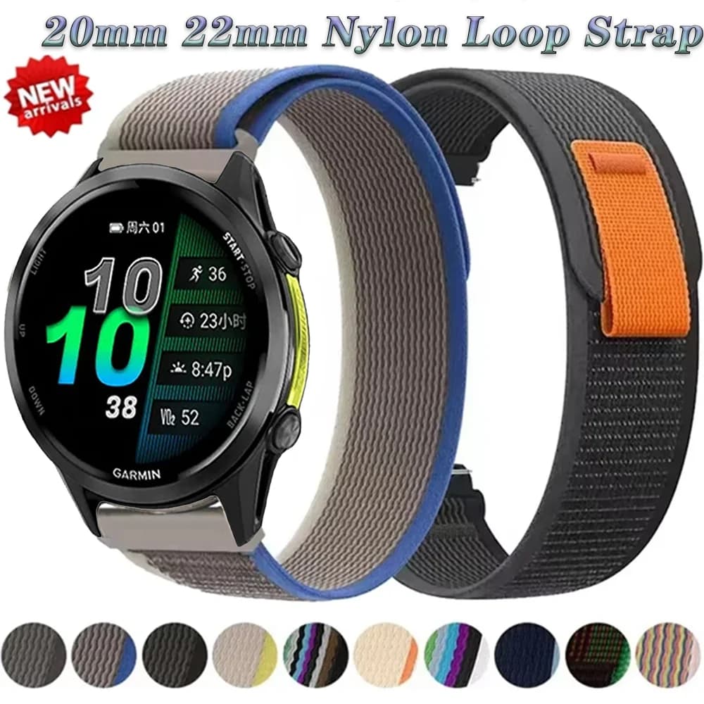 20mm 22mm Trail Nylon Loop Strap per Garmin Forerunner 965 955 570 970 165 55 Bracciale per Garmin Active 6-5 Vivomove Trend Band