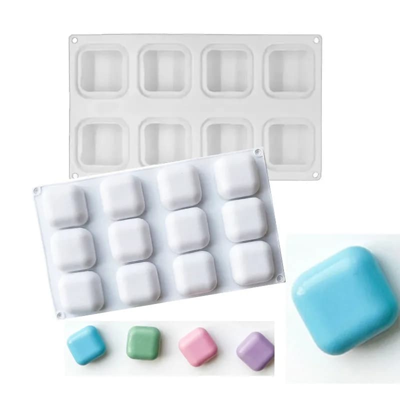 Stampo Quadrato in Silicone per Cere Profumate, Forniture per la Produzione di Sapone, Cioccolatini, Trufte, Caramelle, Gelatine, Cubetti di Ghiaccio, Utensile per Pasticceria e Torte