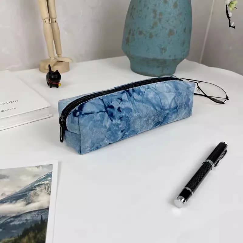 Fabric Zipper Pencil Case Large Capacity Pencil Bag Student Portable Multifunctional Stationery Box