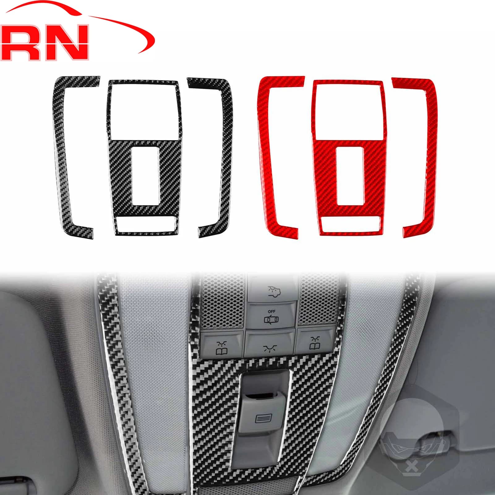 Per Mercedes Benz Classe C W204 2007-2013 Lampada da lettura in fibra di carbonio modificata Accessori interni Adesivi neri per pianoforte