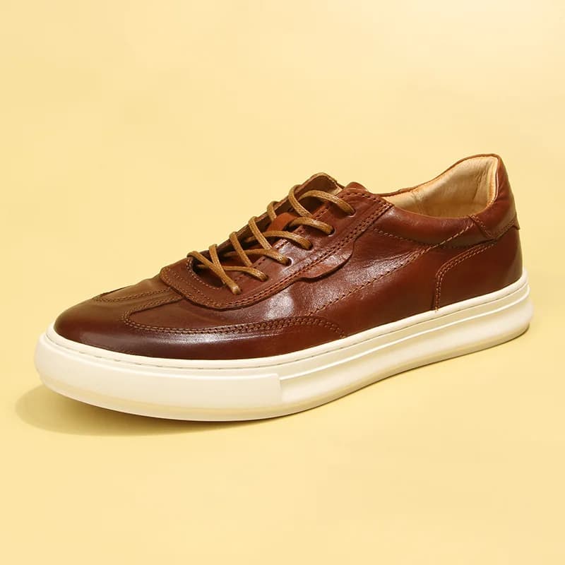 Fashion Highquality Retro Cowhide Men's Shoes Casual Sports Shoes Outdoor Running Genuine Leather Brownblack Sneakers Hiking