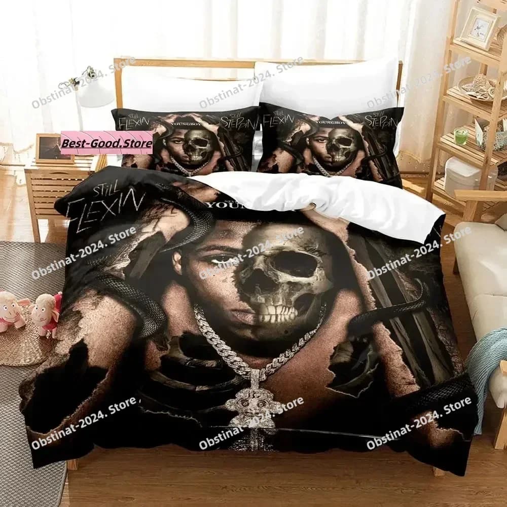 Rap YoungBoy Never Broke Again Set biancheria da letto Singola doppia Stampa con federa Copripiumino Letto Singolo Doppio Queen Super King Size
