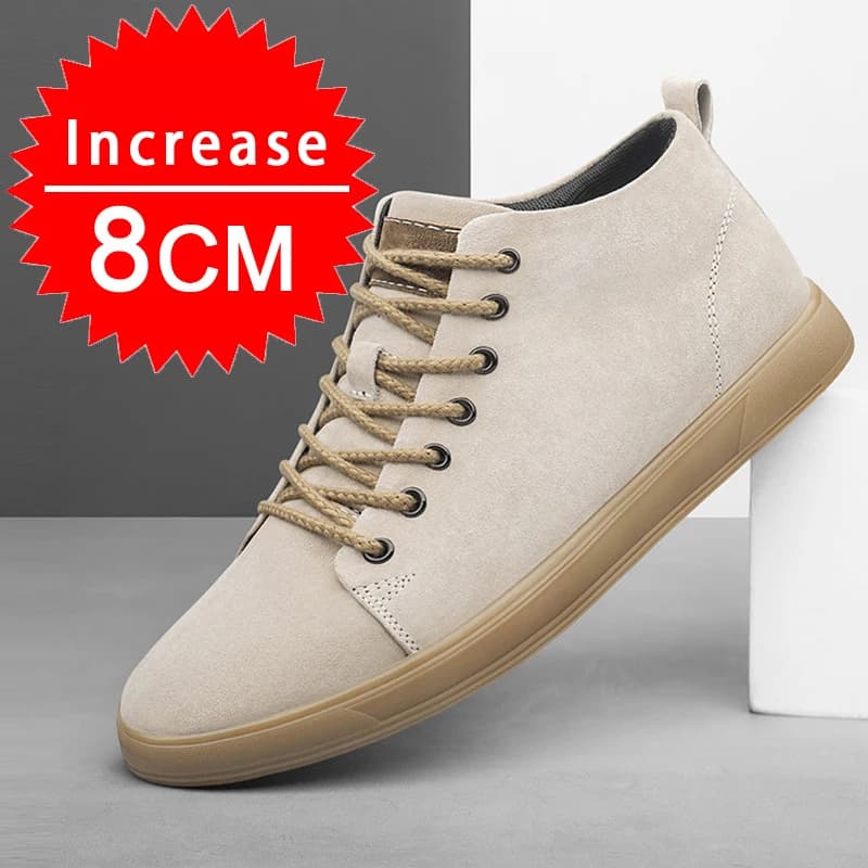 Scarpe da ginnastica da uomo con altezza crescente in vera pelle di maiale Scarpe casual da uomo All-match Aumenta la soletta 8 cm Scarpe da uomo di marca di lusso