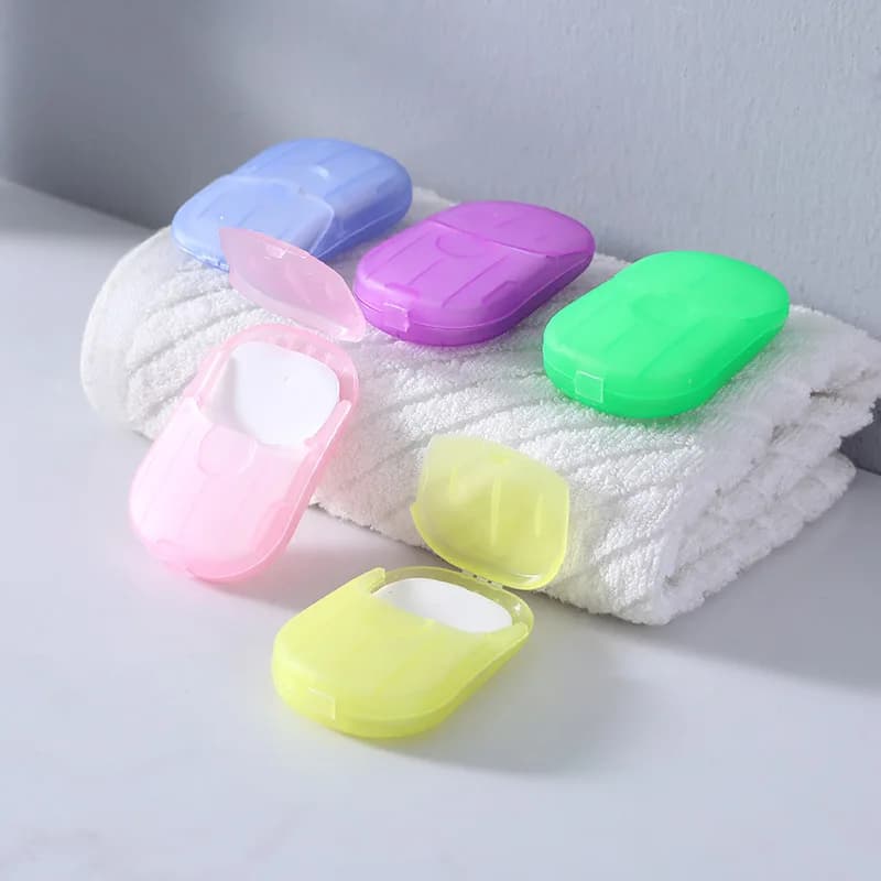 Sapone portatile in carta usa e getta da viaggio, campeggio, mini sapone per la pulizia, per lavare le mani, per escursioni all'aperto, forniture all'aperto
