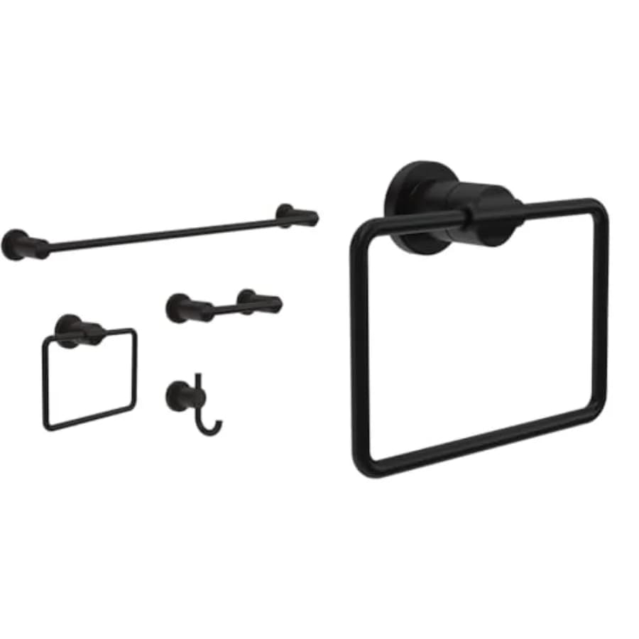 Set di accessori per il bagno Delta NIC64-MB Nicoli da 4 pezzi con portasciugamani da 24 pollici, porta carta igienica e supporto da parete Delta NIC46-MB Nicoli S