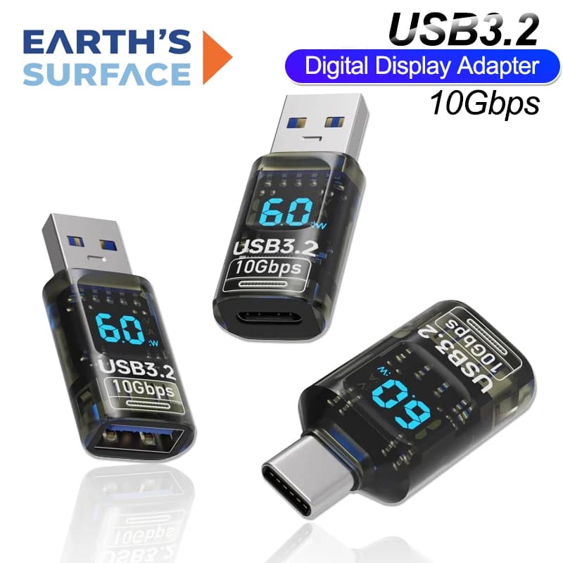 Adattatore display digitale USB 3.2 Convertitore USB C OTG maschio-femmina da 10 Gbps Trasferimento dati di ricarica rapida Adattatore di estensione USB da 60 W