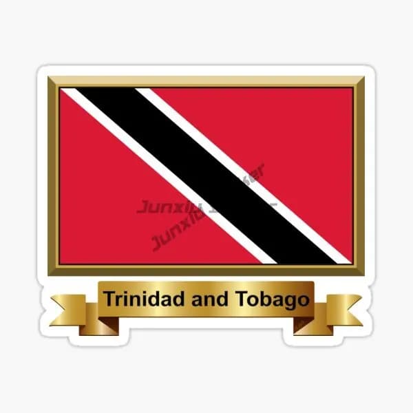 Adesivo in vinile con bandiera e stemma nazionali di TRINIDAD E TOBAGO per moto, auto, corpo, casco da bici