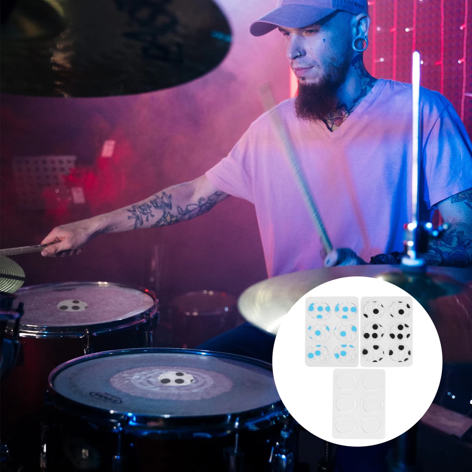 18 pezzi Mute Pad Drum Ammortizzatore Pad Smorzatore Rullante Smorzatori Gels Batterista