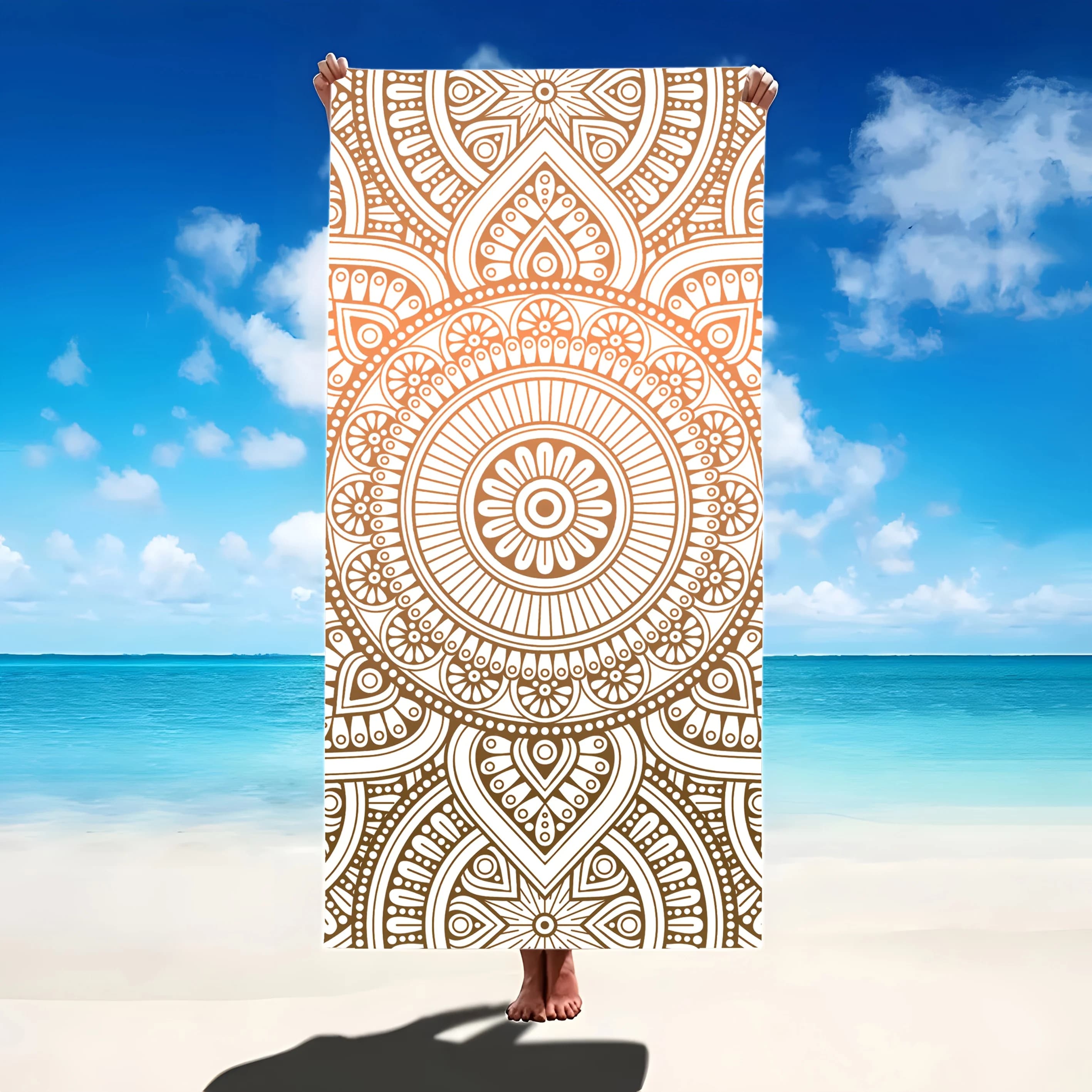 Telo da Spiaggia Bohemien con Motivo a Reticolo, Resistente alla Sabbia, Asciugatura Rapida per Sport, Viaggi e Piscina