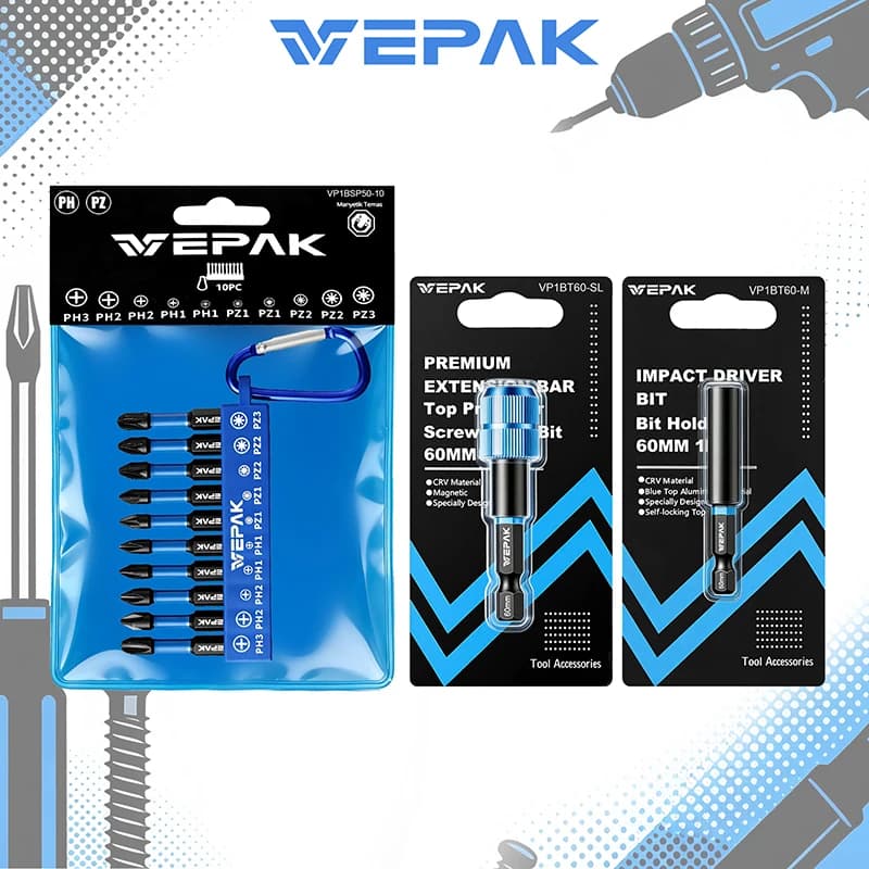 VEPAK 10PCS Screwdriver Bits Set&Magnetic Extension Bar Impact Driver Bits CRV Steel Strong Magnetic Anti-Slip Tool Accessories