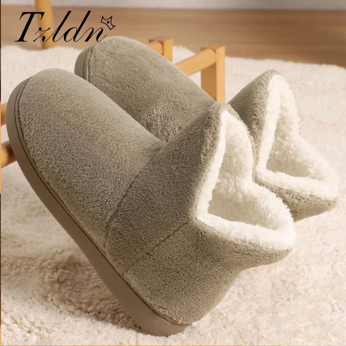 TZLDN Scarpe invernali calde Donna Uomo Pantofole da interno Morbide Plus Coppie Stivali da neve da pavimento per la casa Calzature da casa femminili antiscivolo