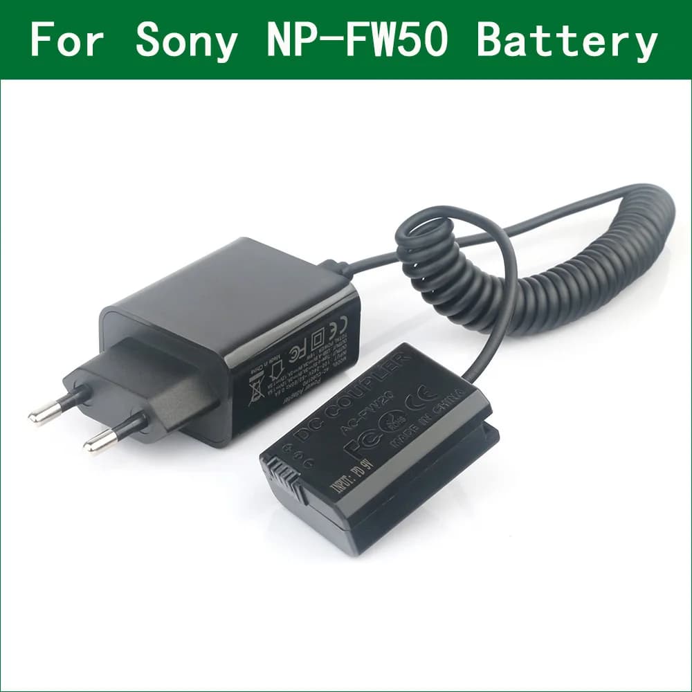 AC-PW20 Accoppiatore CC NP-FW50 Batteria fittizia Cavo USB-C tipo C per fotocamere Sony ILCE-7R ILCE-7 ILCE-7S ILCE-7RM2 ILCE-7SM2 ILCE-7M2