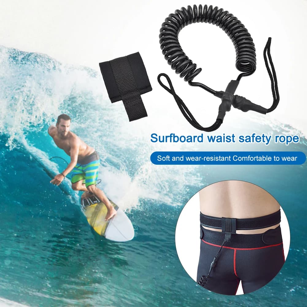 6mm Surfing Chest Strap TPU Spring Rope Safety Board Leash Surfing Waist Rope Replacement for Surfing/Standup Paddle Board/Kayak