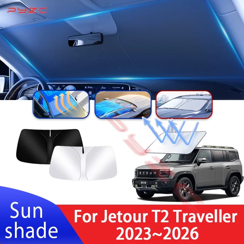 Auto Visiera Parasole Per Jetour T2 Viaggiatore 2023 ~ 2026 2024 Auto Parabrezza Anteriore Parasole Isolamento Termico Estate Accessori di Raffreddamento