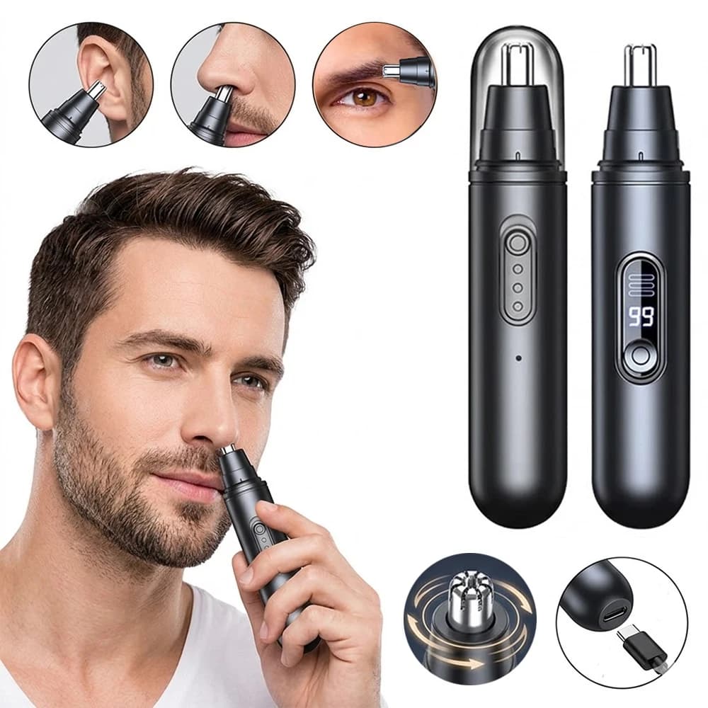 Tagliacapelli Elettrico per Naso e Orecchie da Uomo, Mini Rasoio Indolore per Peli del Naso, Trimmer Portatile Ricaricabile per Naso e Orecchie