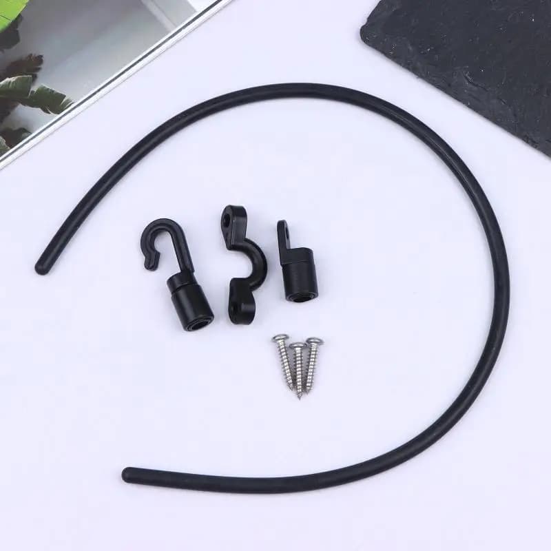 🔸2Sets 18" Marine Boat Fishing Rod Tamer Strap Adjustable Elastic Rope Hook Fixing Buckle Set Deck Mount Connector Canoe Kayak