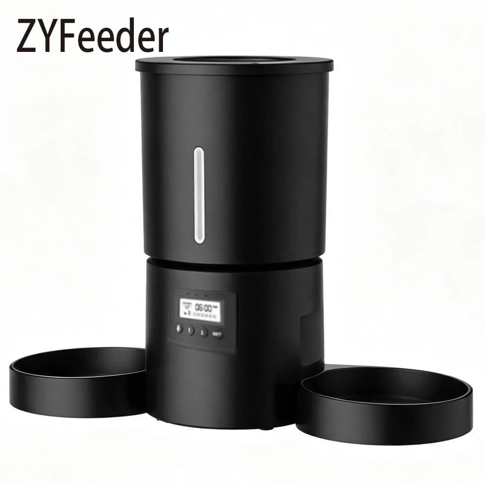4.2L Dual‑Bowl Automatic Pet Feeder Timed Portion Dispenser Multi‑Pet Button Control Cat Dog Dry Food Feeding (No 5V 1A Plug)
