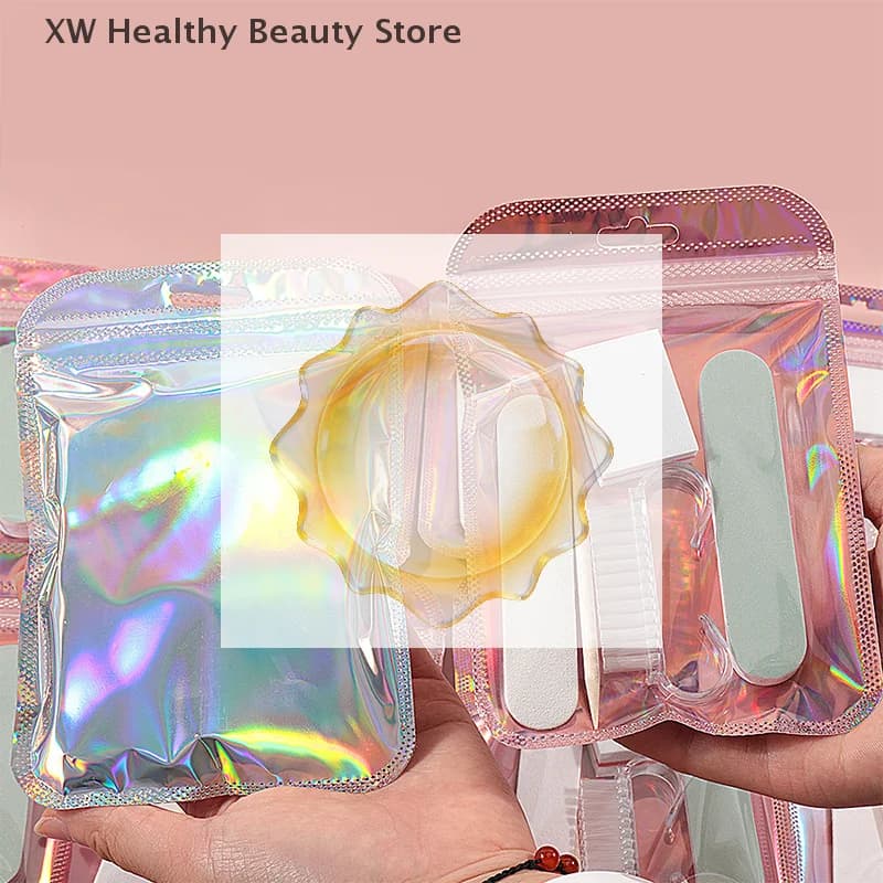 Nail art kit with nail polishing pad for nail polishing blocks set of brushes and sponges for professional and domestic nail manicure