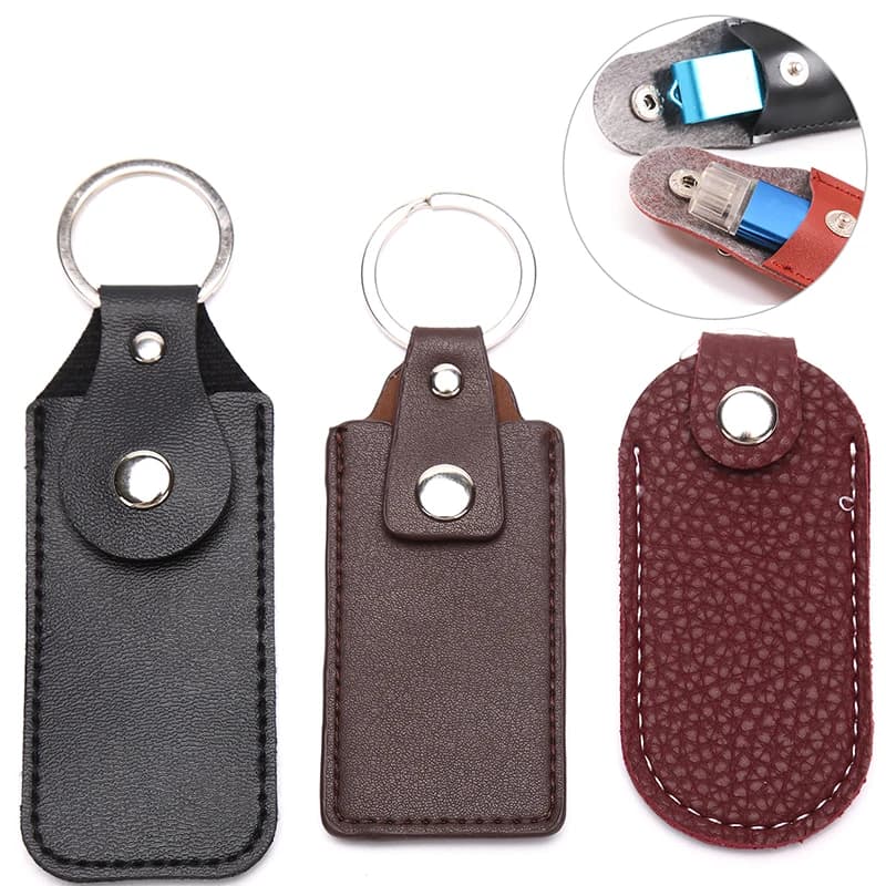 Custodia portatile per disco U Custodia protettiva USB in pelle PU Portachiavi Tasca per chiavetta USB