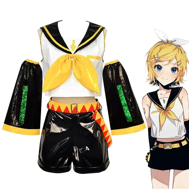 Kagaminee Rin/Len Cosplay with Ears Collab Series: Kagaminee Rin Len Cosplay Top Shorts Costumes Cosplay Outfit