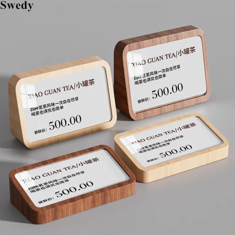 88x46mm porta carte di credito con numero di tavolo in acrilico inclinato supporto per cartello per cartoline espositore porta Menu in legno etichette porta etichette prezzo