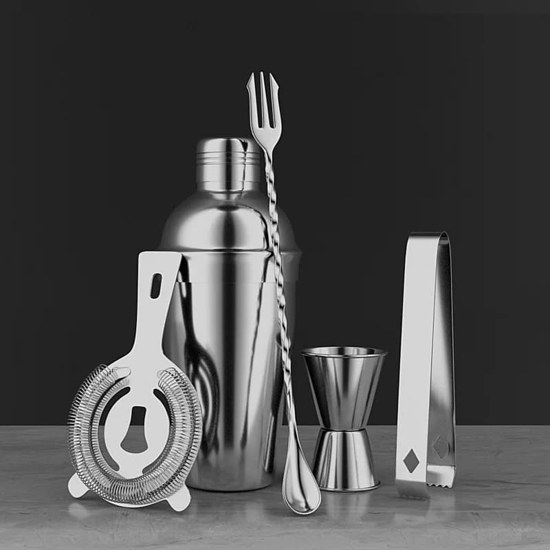 Set da Barman in Acciaio Inox, Shaker per Cocktail, Kit per Martini, Mixer per Bevande, Accessori per Bar e Casa