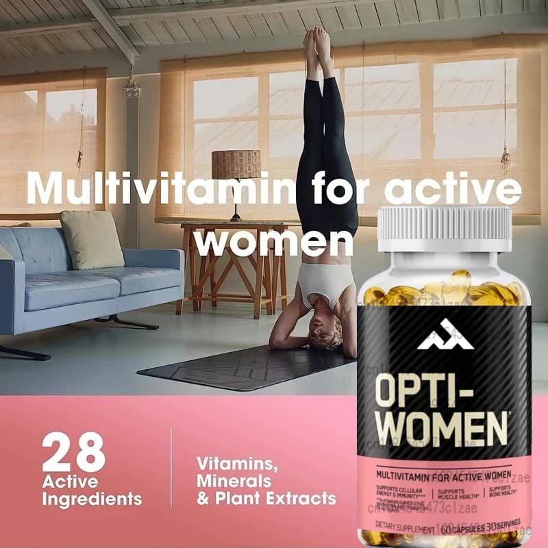 Opti-Women Center Vitamin C, Zinc and Vitamin D - Daily Multivitamin Supplement for Women Contains Iron and 60 Pills