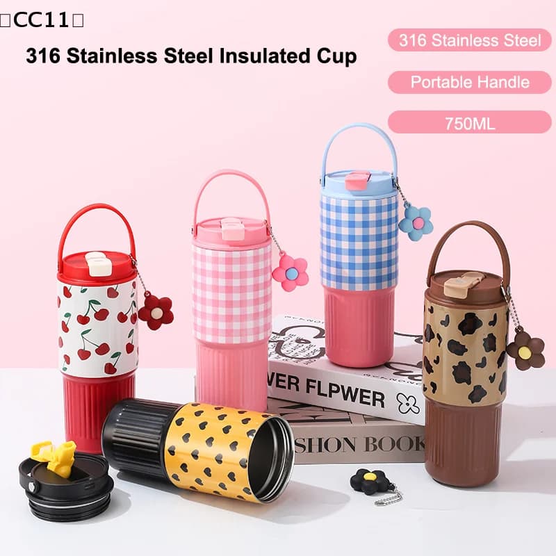 Borraccia termica da 750 ml in acciaio inossidabile 316, bottiglia termica sottovuoto, tazza termica portatile, regalo per donna e ragazza〔CC11〕