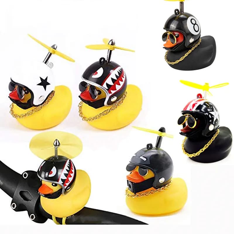 Car duck with helmet broken wind pendant small duck yellow helmet motor road bike riding accessories cycling without lights