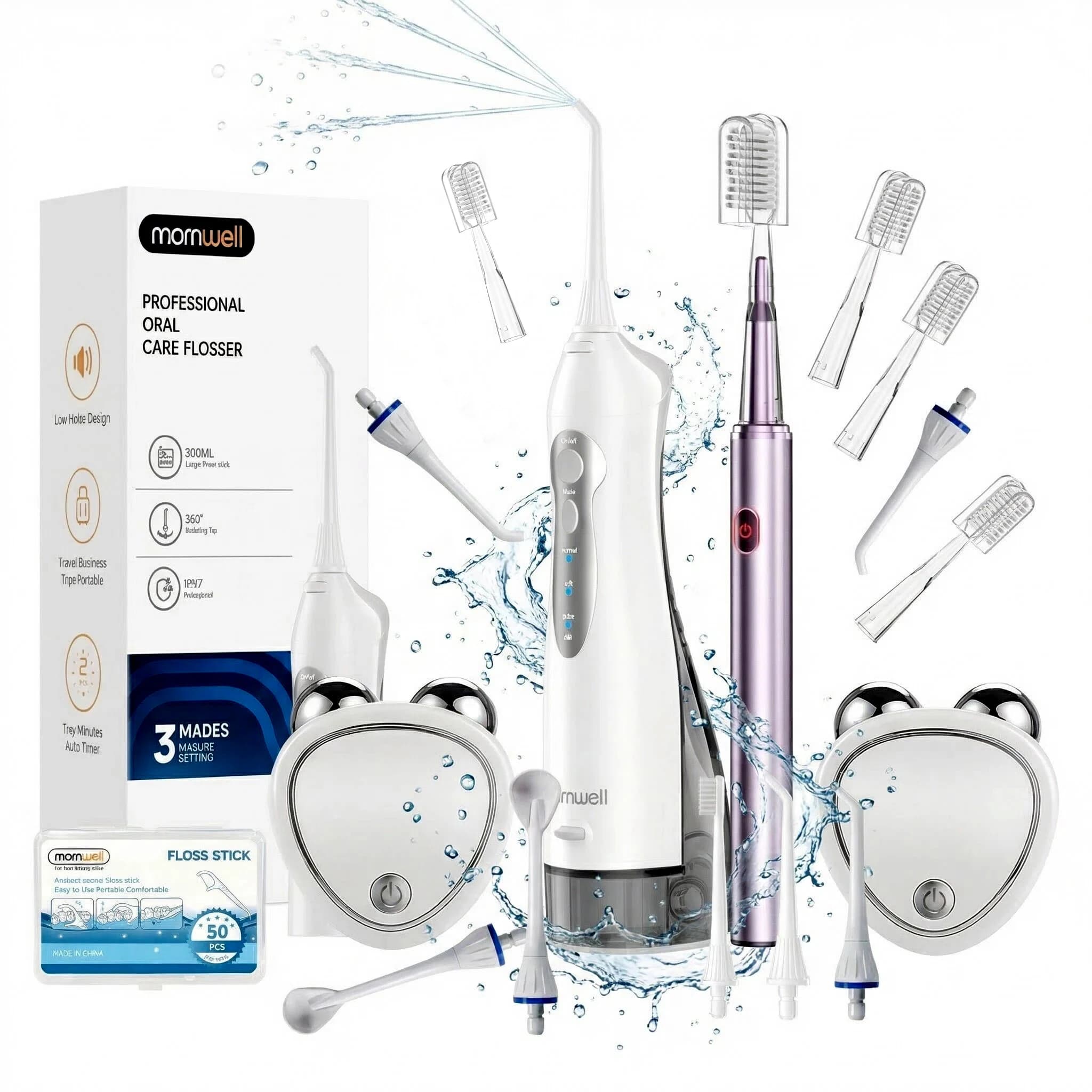 Kit Pro Detal Care Updated: 3 Mode and Electric Toothbrush | Premium Set for Oral Hygiene with Larger Tank for the Health of the Magive