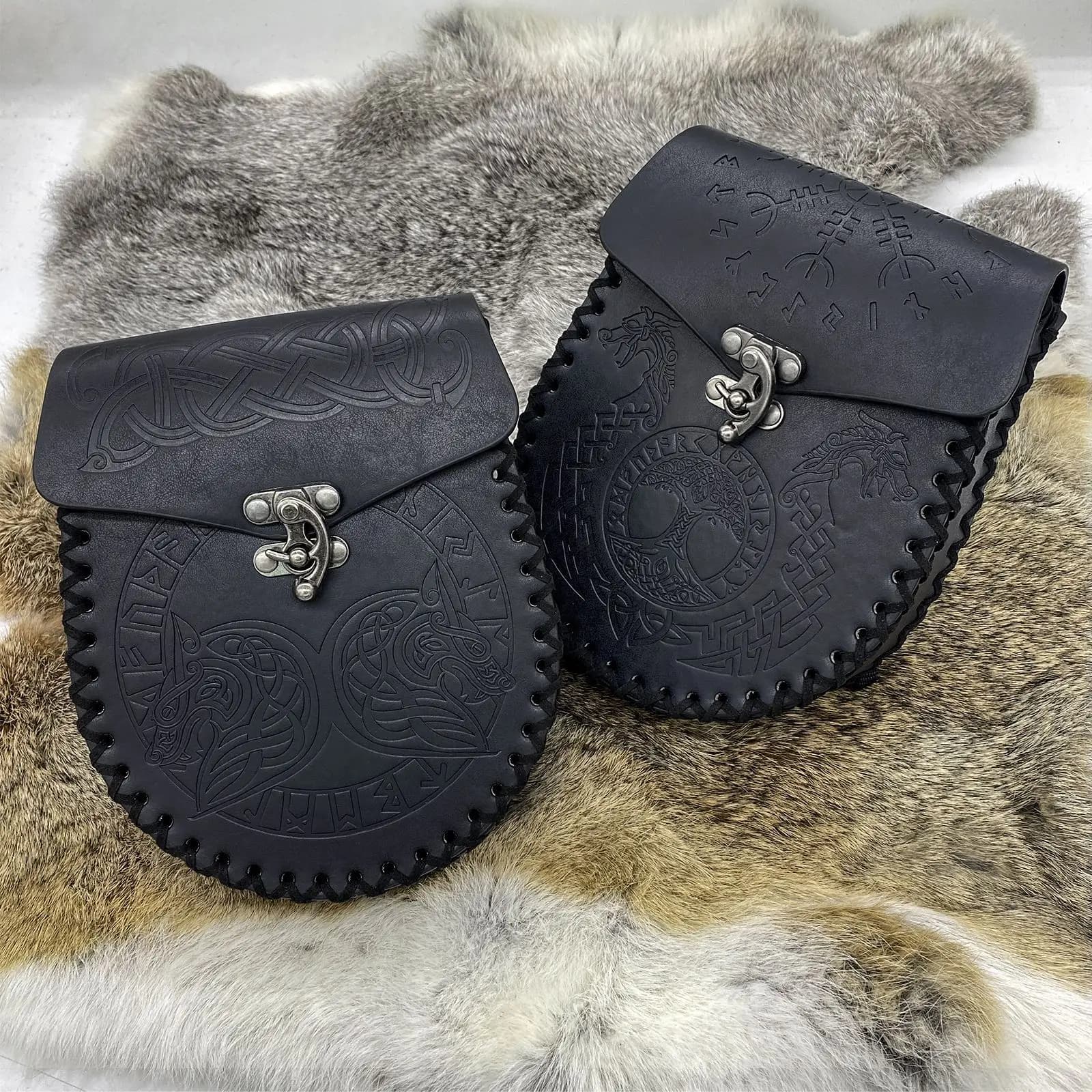 Borsa per soldi vichinga medievale borsa per Cosplay medievale accessori per cintura appesa borsa per dadi uomo donna borsa con coulisse in pelle portamonete