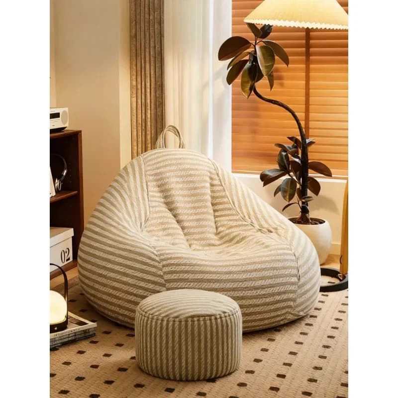 Poltrona pigra a righe, pouf reclinabile per camera da letto, divano letto singolo giapponese per soggiorno, sedia a nido per balcone e relax
