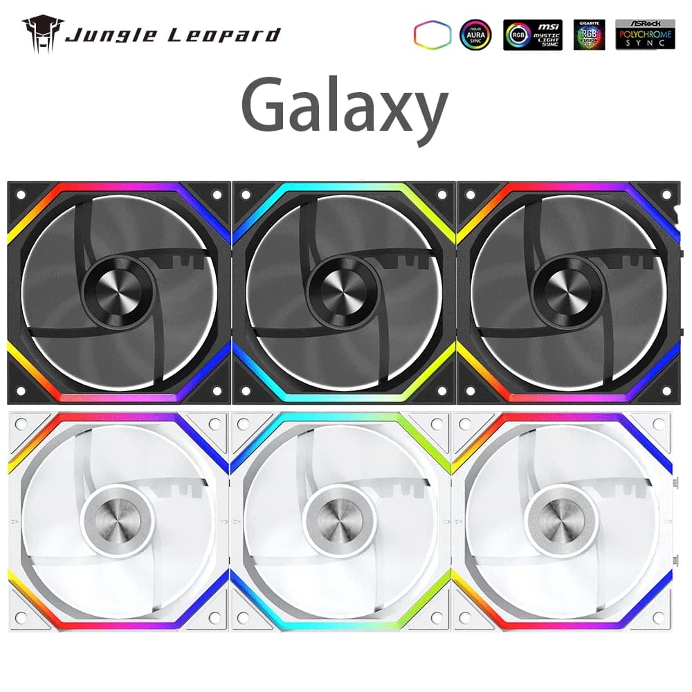 Luci di marcia fluenti Jungle Leopard Galaxy Prism XH ‌ Ventola per case del PC Ventola di giunzione Ventola per telaio ARGB Ventola di raffreddamento da 12 cm 5V3 pin PWM
