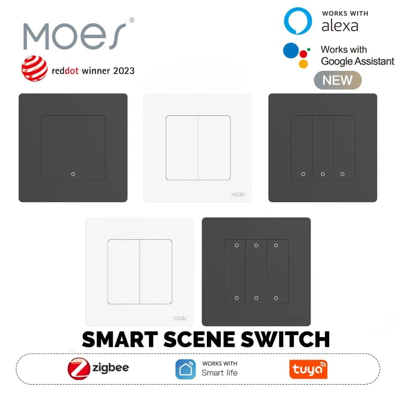 MOES New Star Ring Tuya ZigBee 3.0 Intelligent scene switch, Smart Life APP button Remote control Works with Alexa Google Home