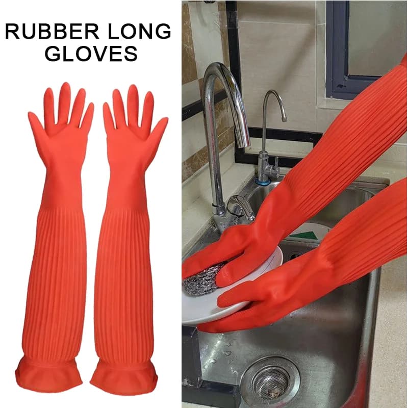 1 paio di guanti in silicone per la pulizia dei piatti allungati, guanti in gomma per lavare i piatti, per lo strumento pulito della cucina domestica