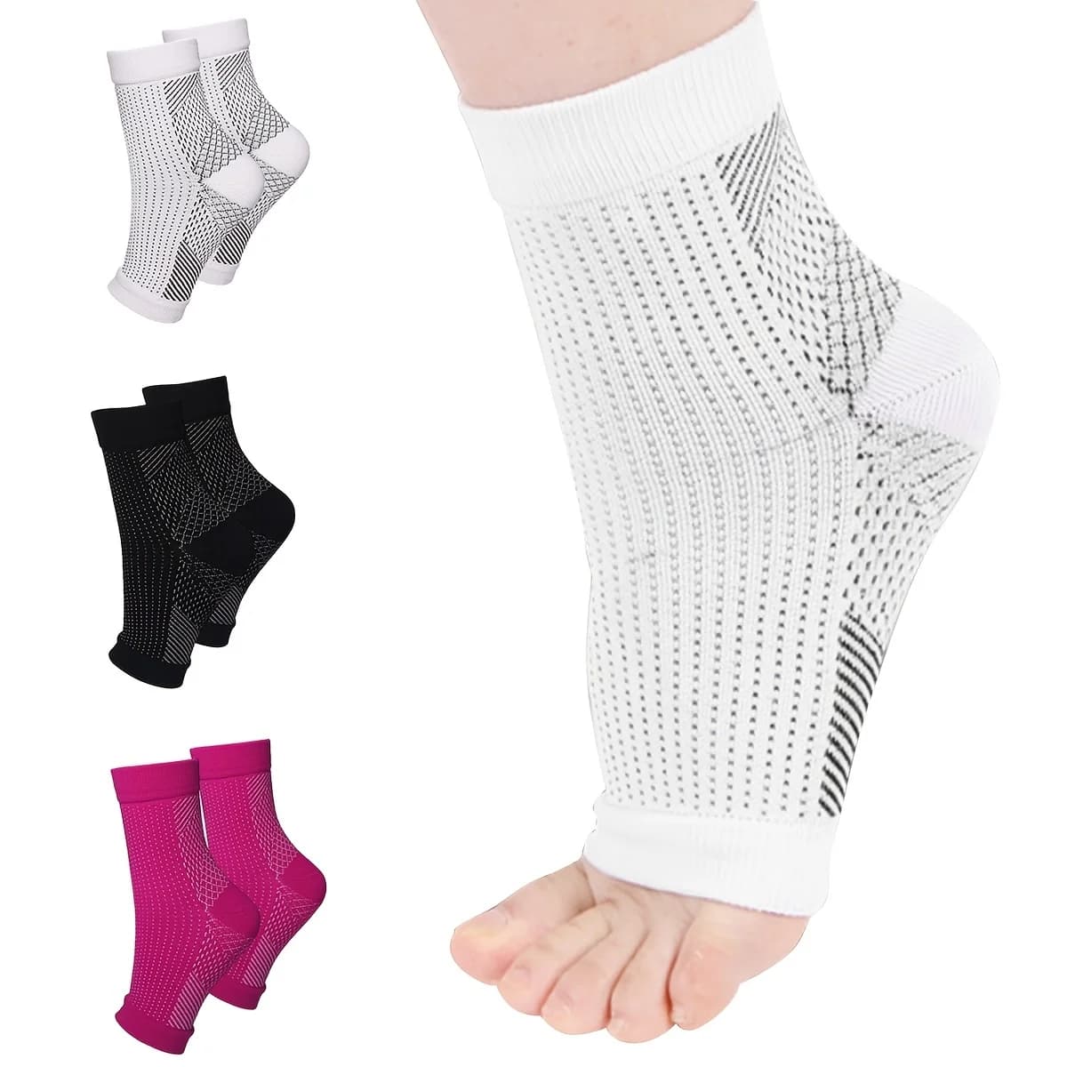 Calze di Supporto per Caviglia Traspiranti, Calze a Compressione Senza Punta per Fascite Plantare e Sollievo dal Gonfiore, Calze Elastiche da Corsa per Uomo e Donna